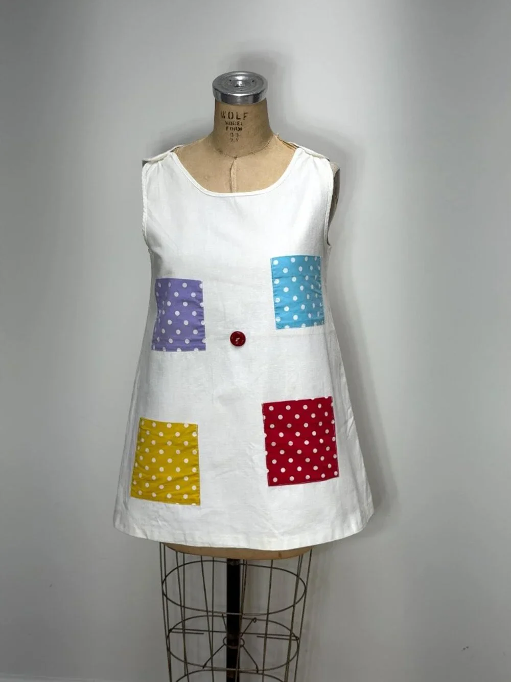 1960s mini dress with polka dot pockets by Gay-Robe by Geisha Size M/L - Picture 1 of 11